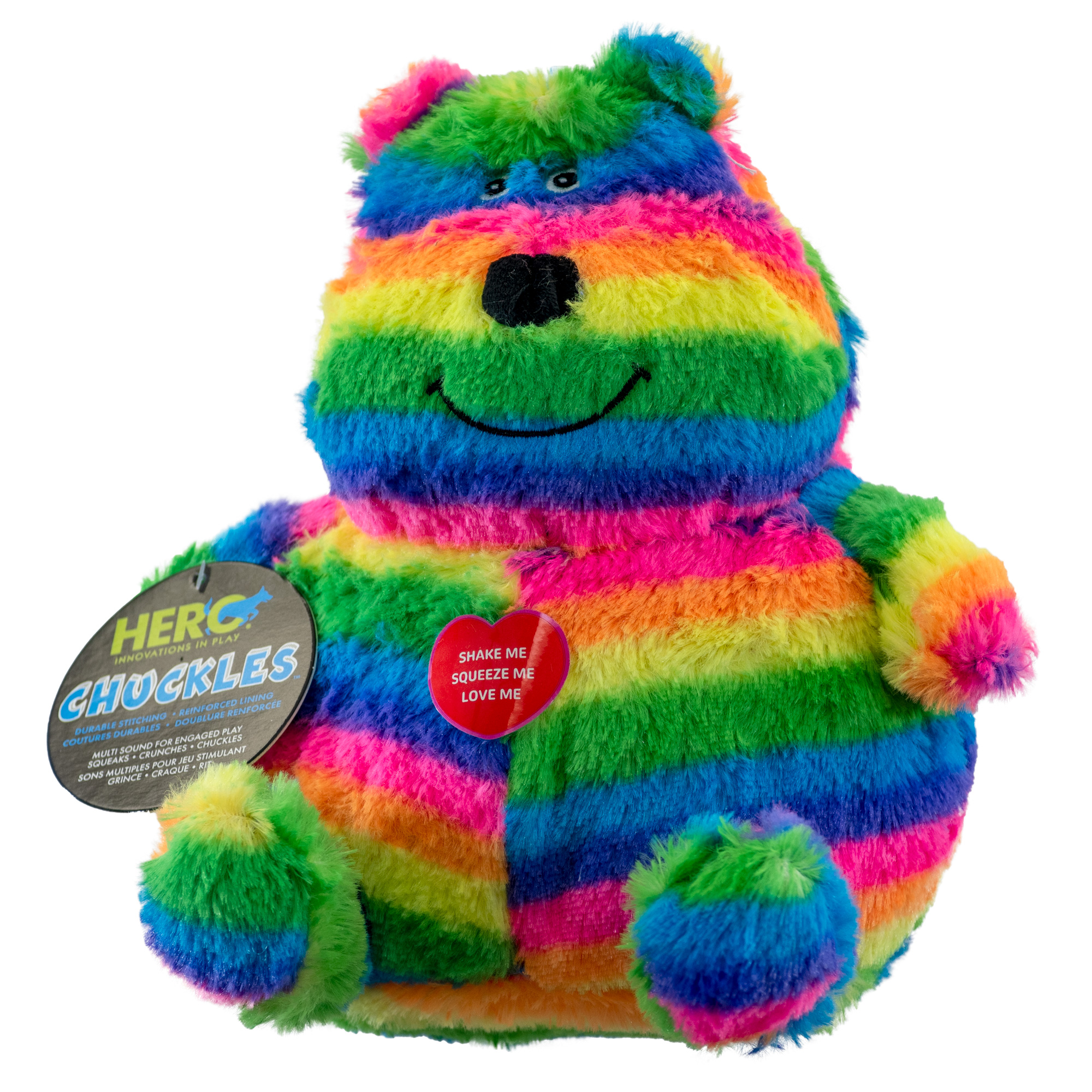 Rainbow colored dog toy