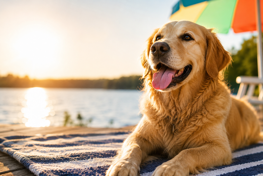 dog on the beach